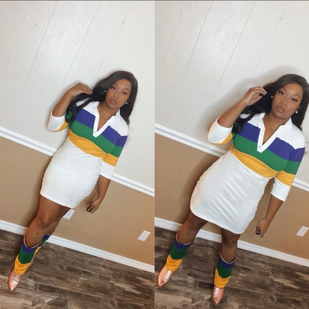 Colorful Striped Polo Dress